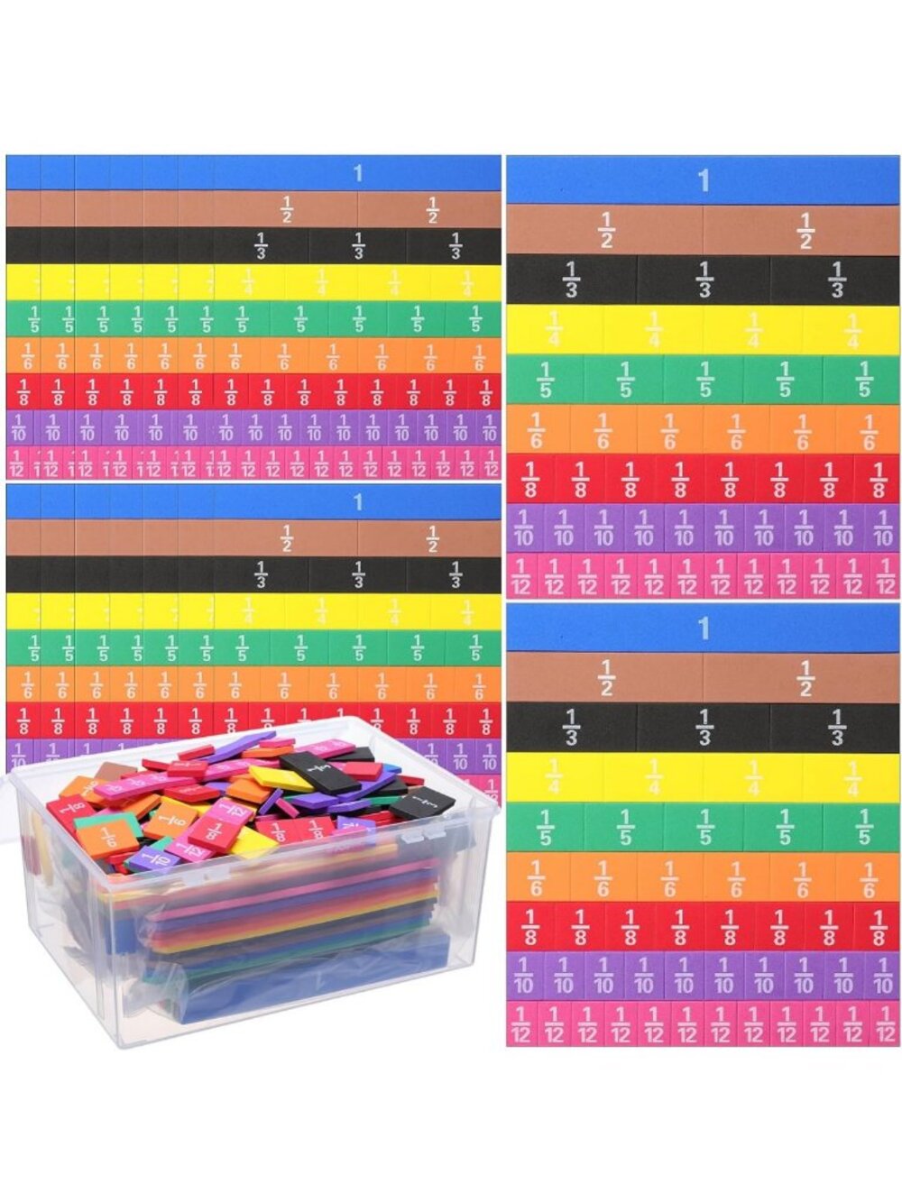 15 Sets Fraction Tiles Math Manipulatives for Kids - Educational Learning Tools